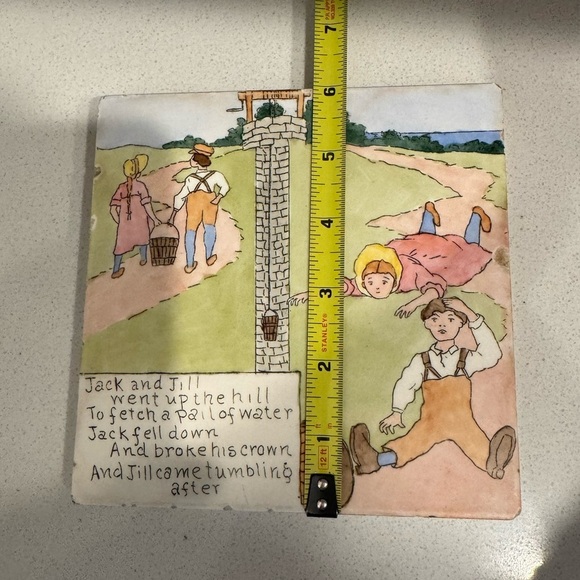 Vintage Ceramic Tile Trivet Jack and Jill Went Up The Hill Nursery Rhyme - Picture 10 of 10